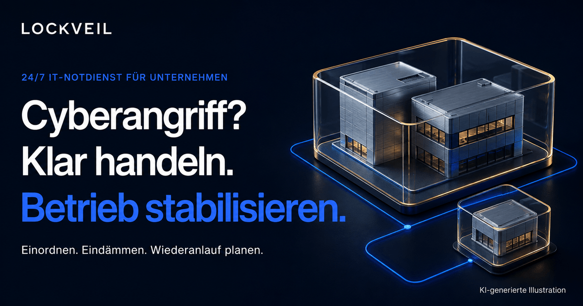 KI-generierte Linkvorschau für den IT-Notdienst mit dem Text Cyberangriff? Klar handeln. Betrieb stabilisieren.